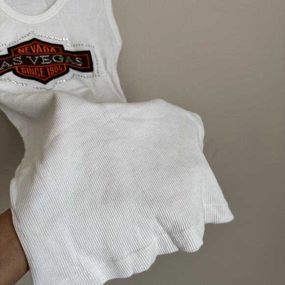 Vintage Pro Club Womens Las Vegas Harley Davidson Rib White Tank Top Size Medium - Picture 4 of 7